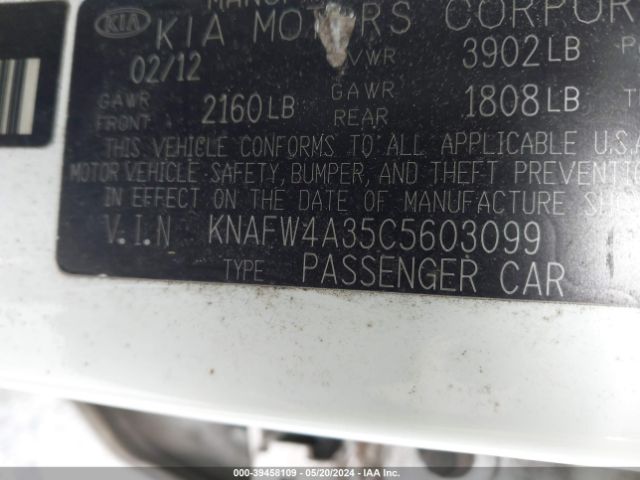 Photo 8 VIN: KNAFW4A35C5603099 - KIA FORTE 