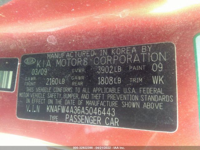 Photo 8 VIN: KNAFW4A36A5046443 - KIA FORTE 