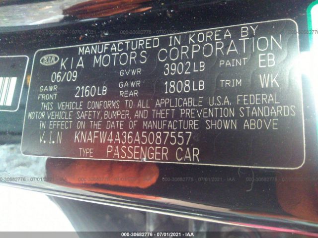 Photo 8 VIN: KNAFW4A36A5087557 - KIA FORTE 