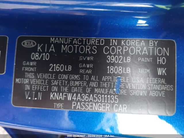 Photo 8 VIN: KNAFW4A36A5311135 - KIA FORTE 