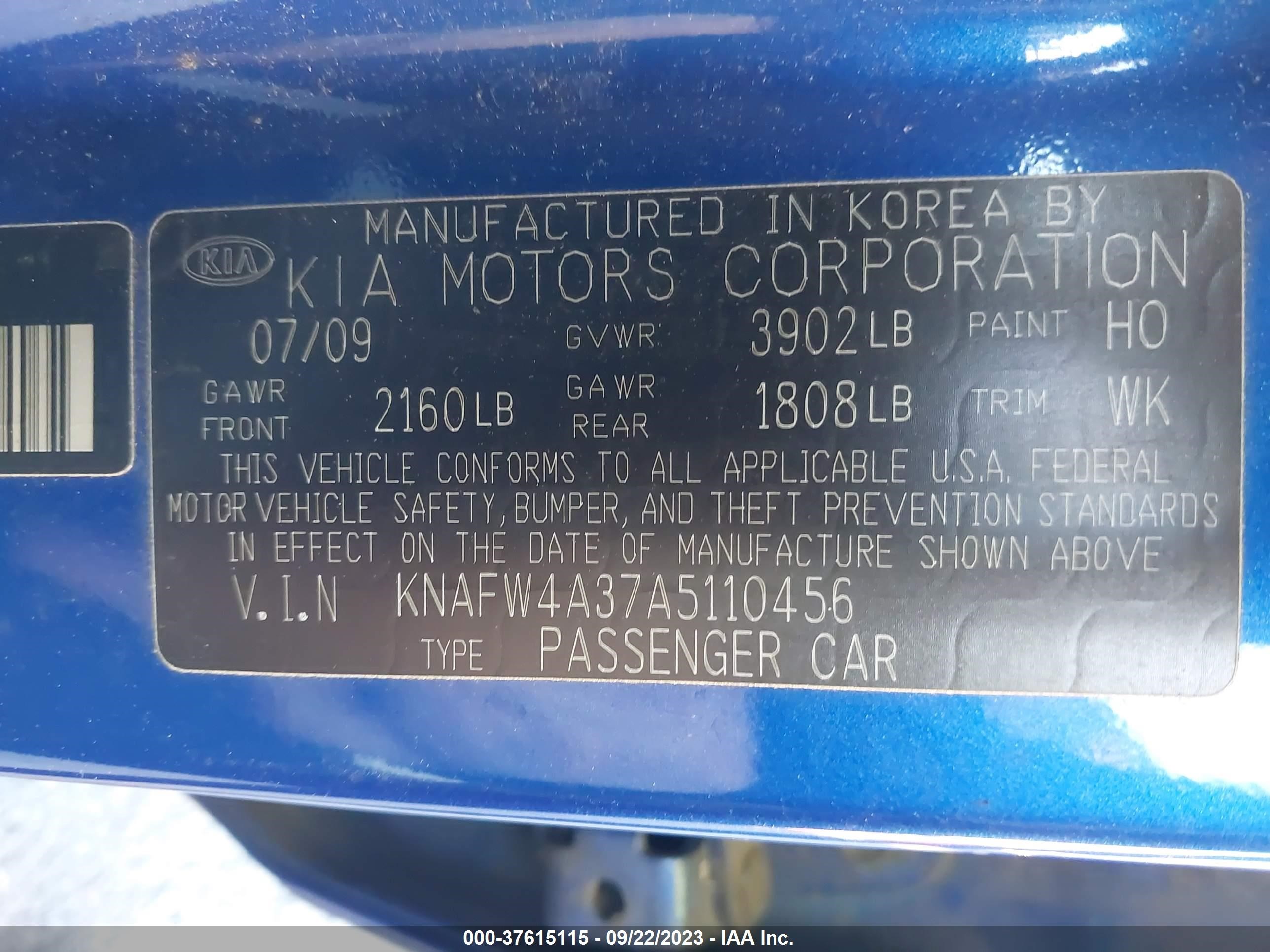 Photo 8 VIN: KNAFW4A37A5110456 - KIA FORTE 