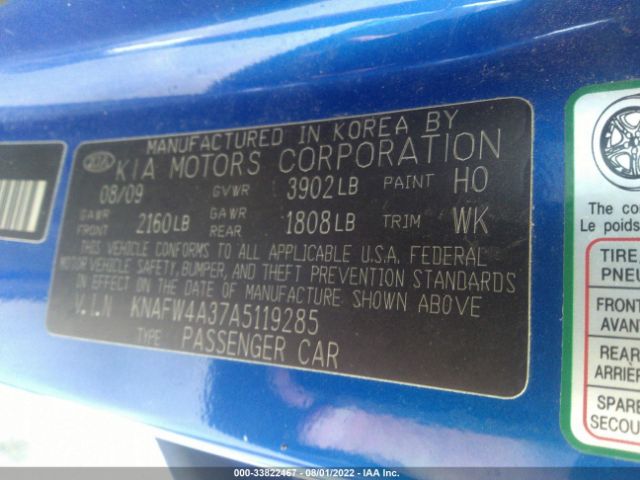 Photo 8 VIN: KNAFW4A37A5119285 - KIA FORTE 