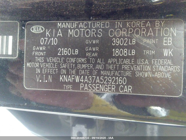 Photo 8 VIN: KNAFW4A37A5292160 - KIA FORTE 