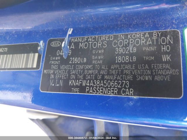 Photo 8 VIN: KNAFW4A38A5066273 - KIA FORTE 