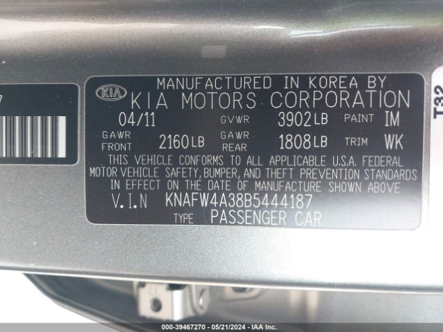 Photo 8 VIN: KNAFW4A38B5444187 - KIA FORTE 