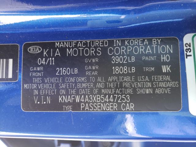 Photo 9 VIN: KNAFW4A3XB5447253 - KIA FORTE SX 