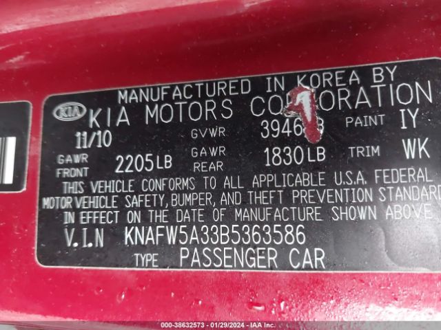 Photo 8 VIN: KNAFW5A33B5363586 - KIA FORTE 