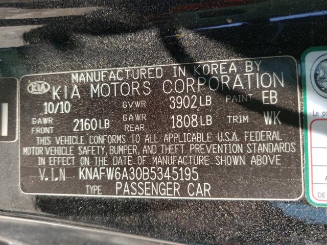 Photo 9 VIN: KNAFW6A30B5345195 - KIA FORTE SX 