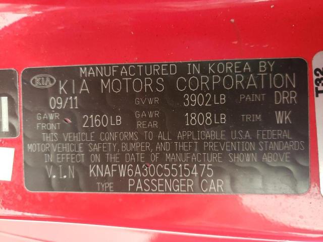 Photo 9 VIN: KNAFW6A30C5515475 - KIA FORTE SX 