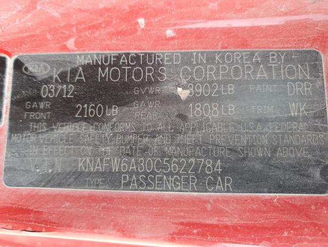 Photo 11 VIN: KNAFW6A30C5622784 - KIA FORTE 