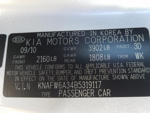 Photo 9 VIN: KNAFW6A34B5319117 - KIA FORTE SX 