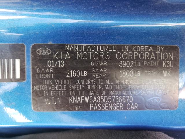 Photo 9 VIN: KNAFW6A35D5736670 - KIA FORTE SX 