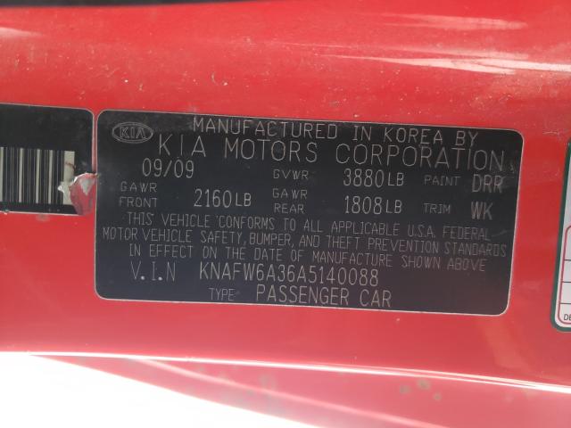 Photo 9 VIN: KNAFW6A36A5140088 - KIA FORTE SX 