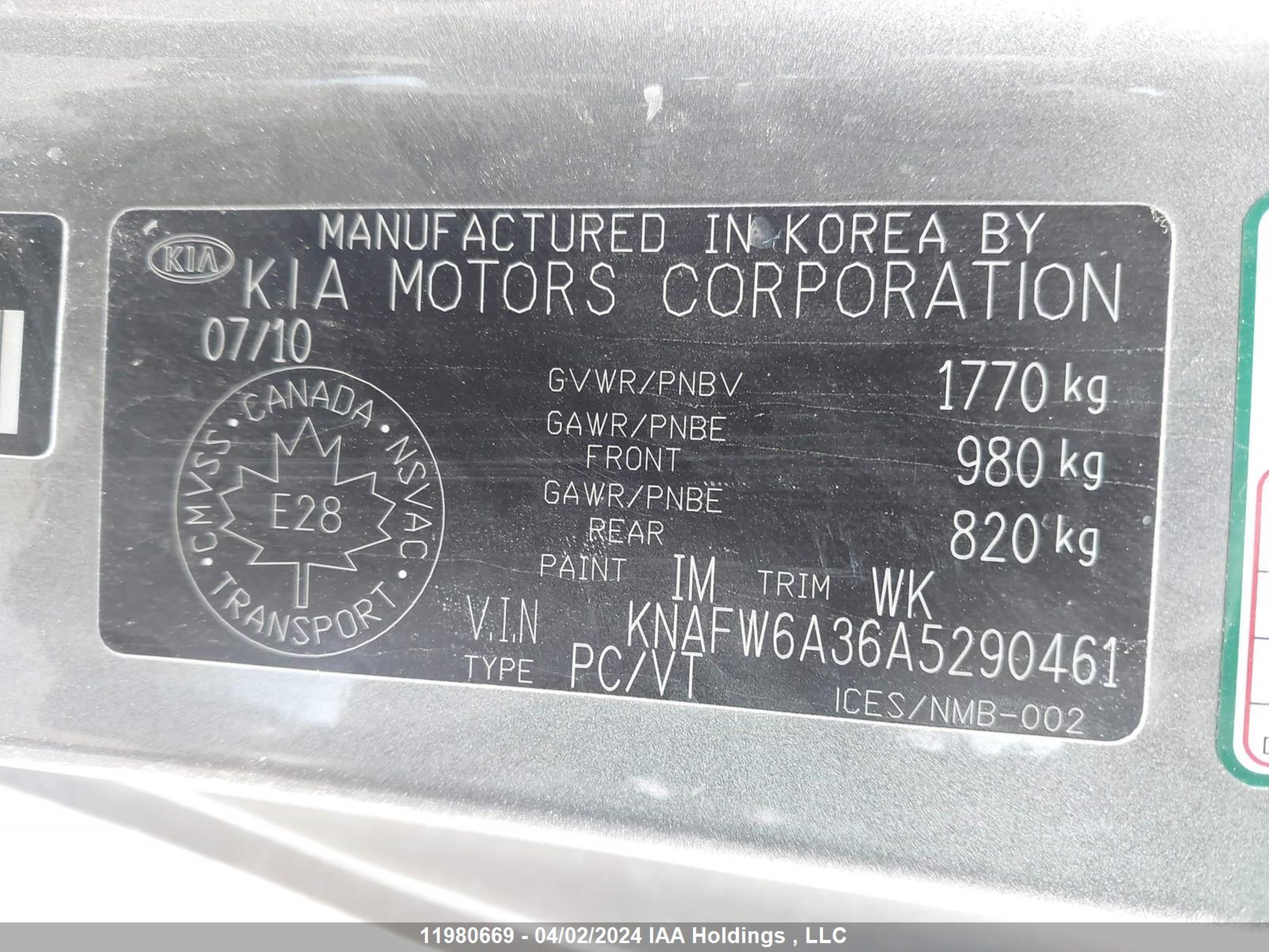 Photo 8 VIN: KNAFW6A36A5290461 - KIA FORTE 