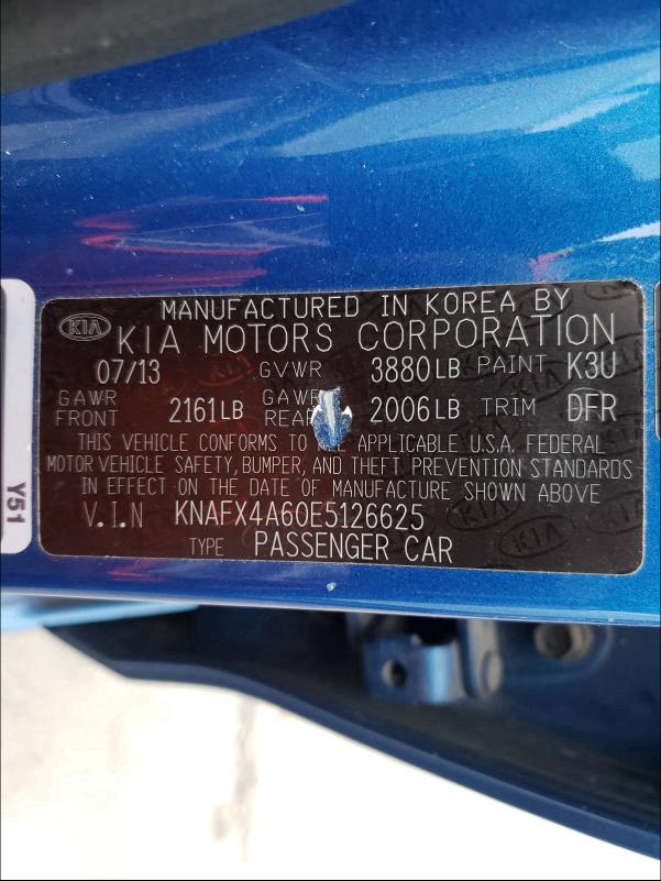 Photo 9 VIN: KNAFX4A60E5126625 - KIA FORTE LX 