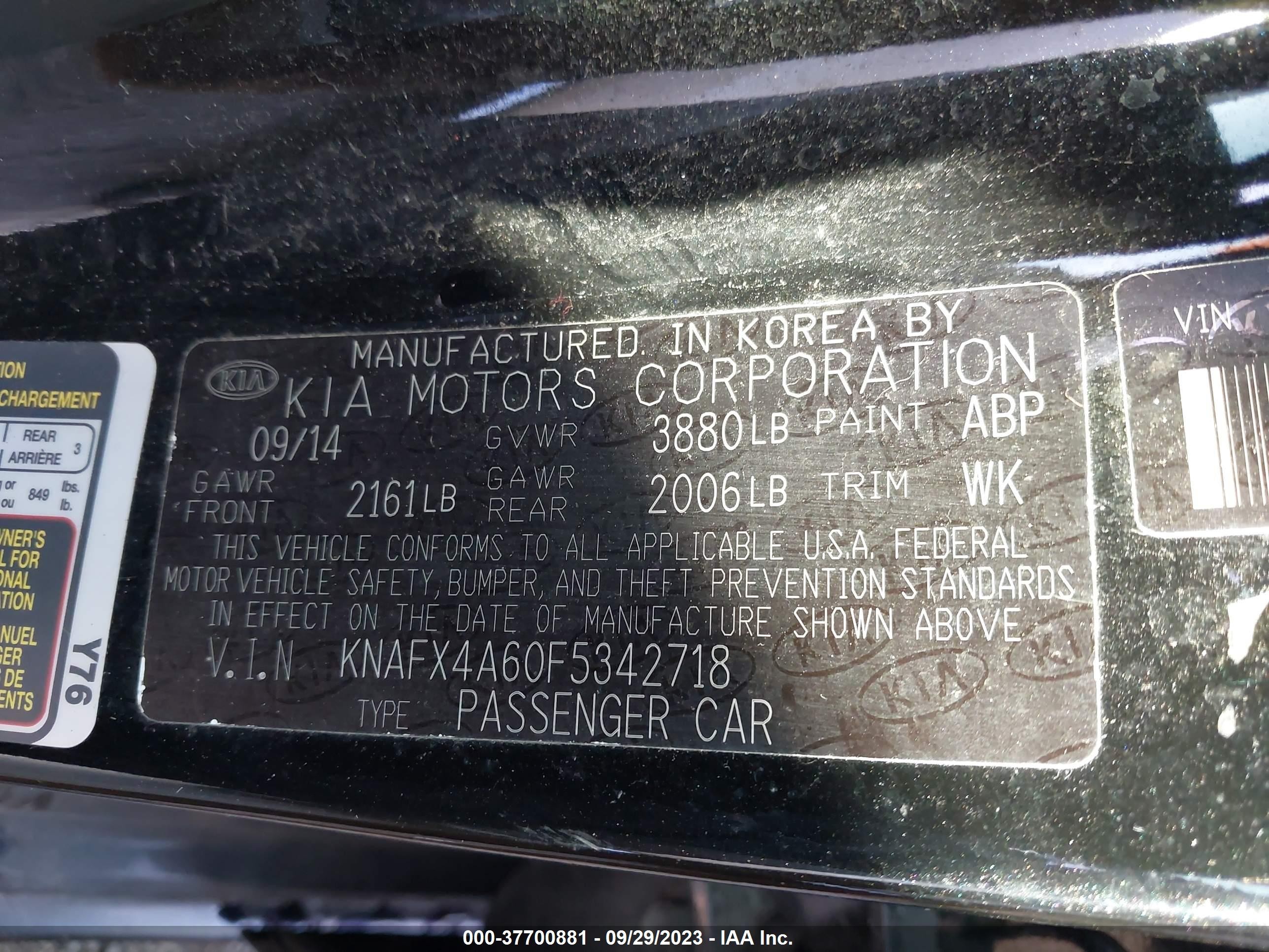 Photo 8 VIN: KNAFX4A60F5342718 - KIA FORTE 