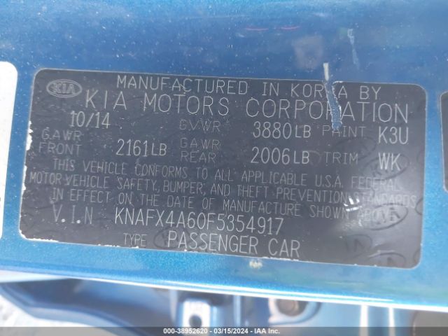 Photo 8 VIN: KNAFX4A60F5354917 - KIA FORTE 