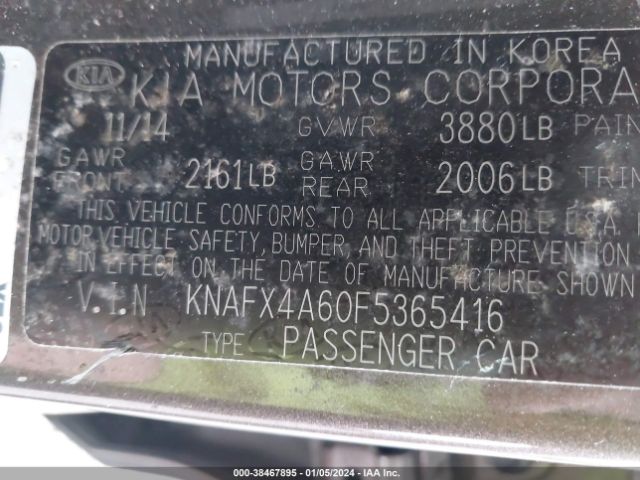 Photo 8 VIN: KNAFX4A60F5365416 - KIA FORTE 