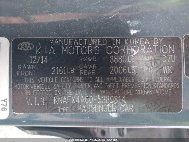 Photo 8 VIN: KNAFX4A60F5389814 - KIA FORTE 