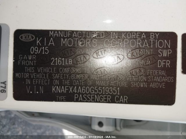 Photo 8 VIN: KNAFX4A60G5519351 - KIA FORTE 