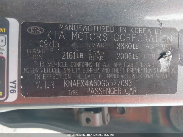 Photo 8 VIN: KNAFX4A60G5527093 - KIA FORTE 