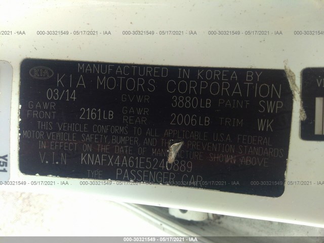 Photo 8 VIN: KNAFX4A61E5240889 - KIA FORTE 