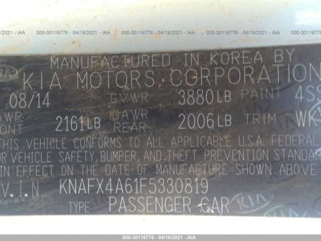 Photo 8 VIN: KNAFX4A61F5330819 - KIA FORTE 