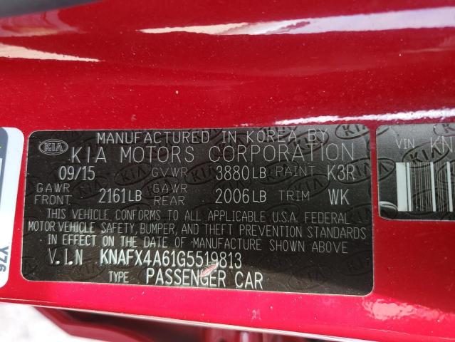 Photo 9 VIN: KNAFX4A61G5519813 - KIA FORTE LX 