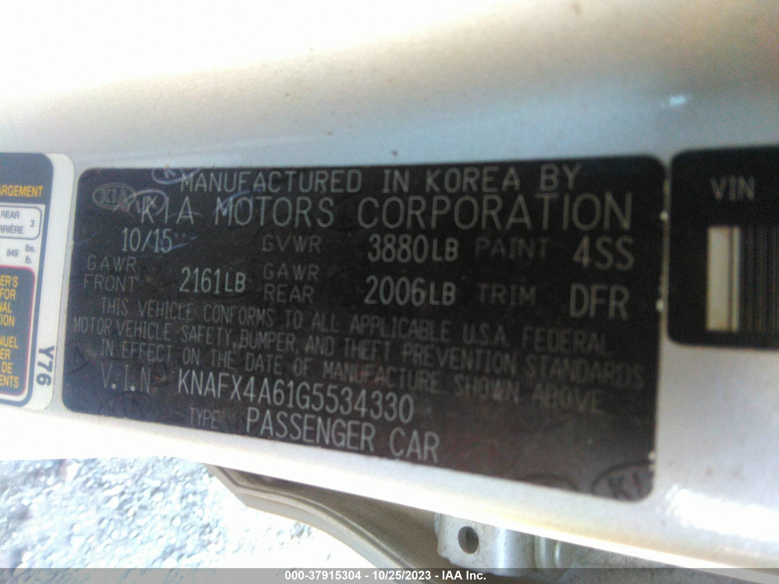 Photo 8 VIN: KNAFX4A61G5534330 - KIA FORTE 