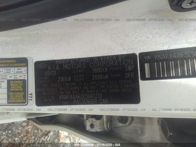 Photo 8 VIN: KNAFX4A62E5061213 - KIA FORTE 