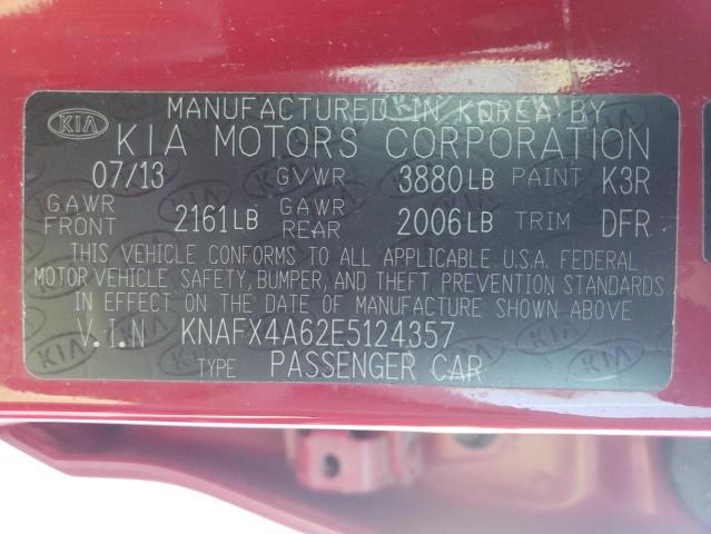 Photo 9 VIN: KNAFX4A62E5124357 - KIA FORTE LX 