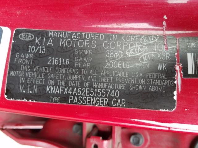 Photo 9 VIN: KNAFX4A62E5155740 - KIA FORTE 