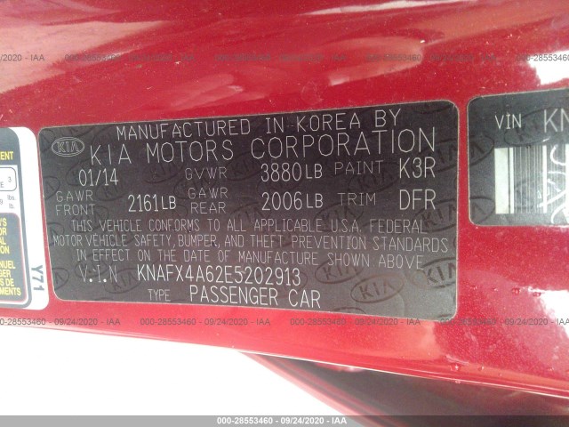 Photo 8 VIN: KNAFX4A62E5202913 - KIA FORTE 