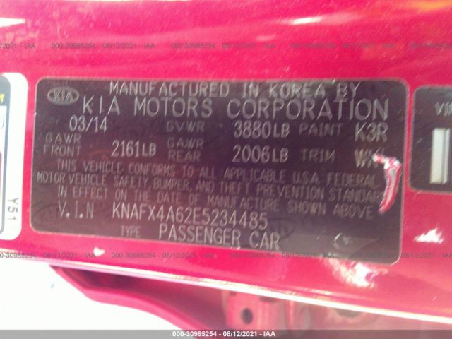 Photo 8 VIN: KNAFX4A62E5234485 - KIA FORTE 