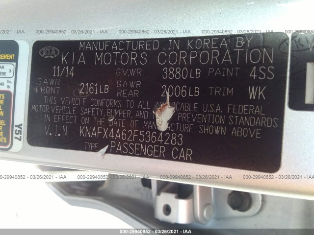 Photo 8 VIN: KNAFX4A62F5364283 - KIA FORTE 