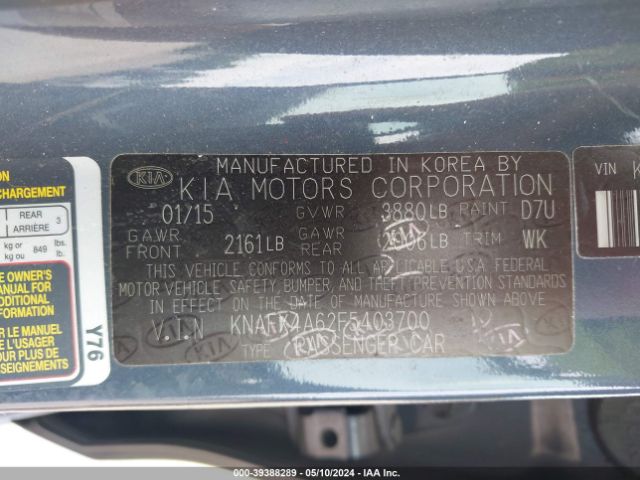 Photo 8 VIN: KNAFX4A62F5403700 - KIA FORTE 