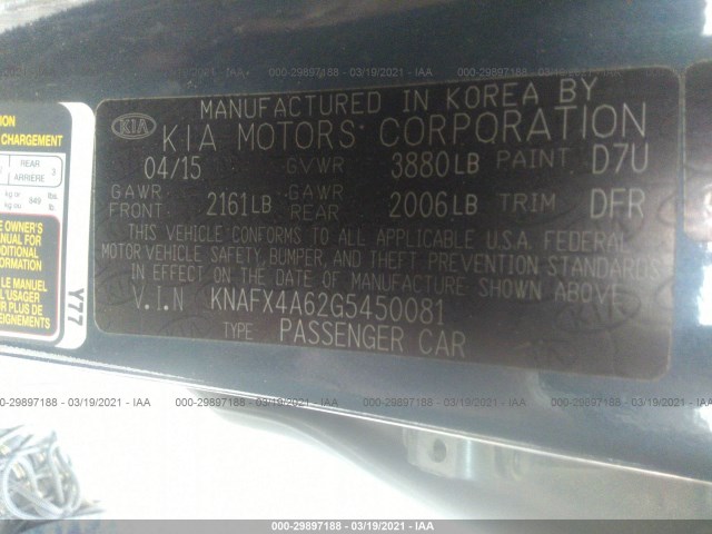 Photo 8 VIN: KNAFX4A62G5450081 - KIA FORTE 