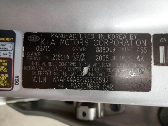 Photo 11 VIN: KNAFX4A62G5526592 - KIA FORTE LX 