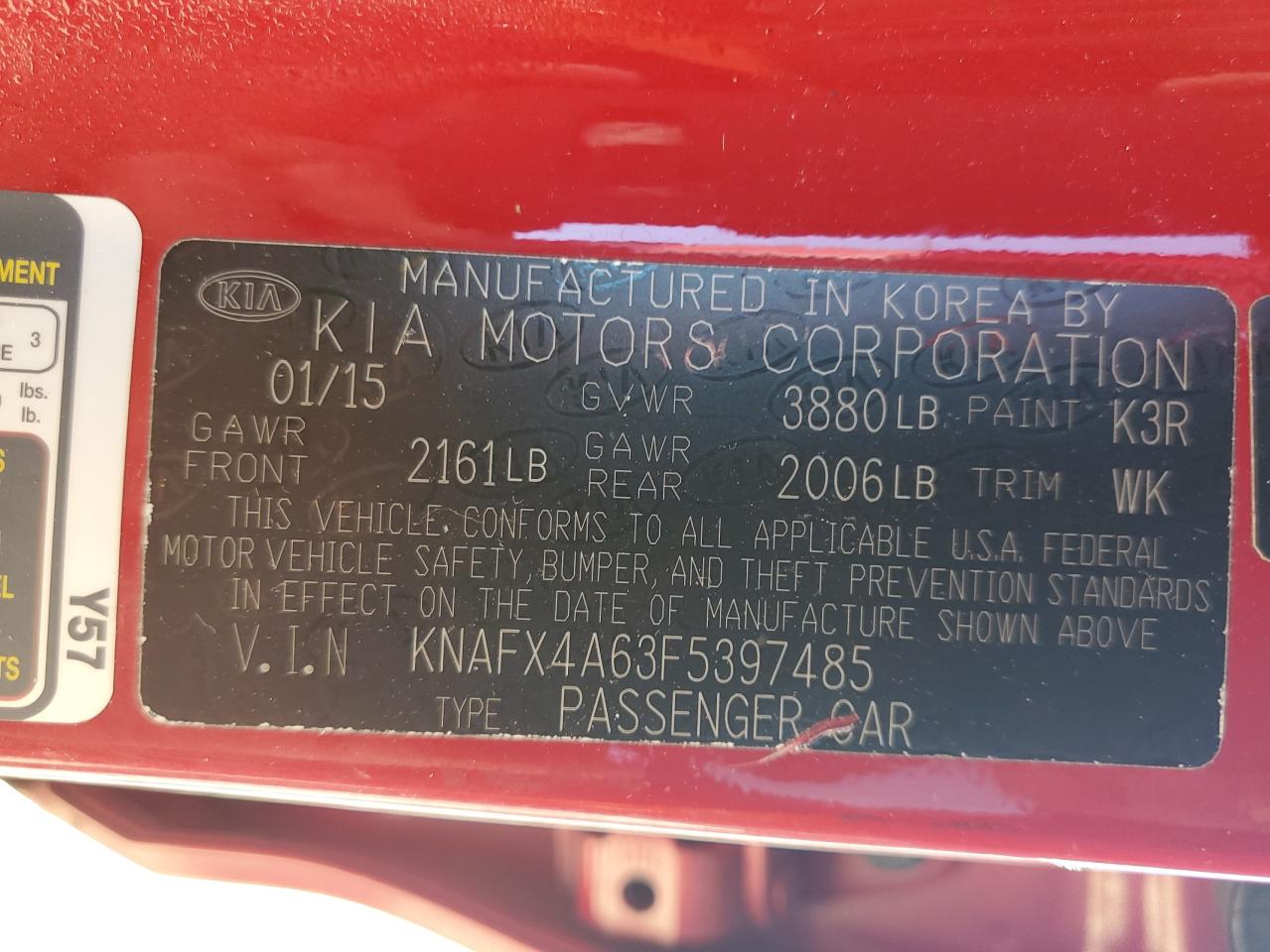 Photo 11 VIN: KNAFX4A63F5397485 - KIA FORTE 