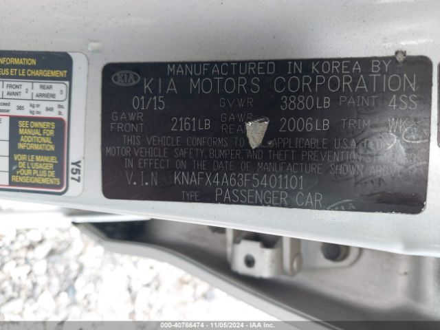 Photo 8 VIN: KNAFX4A63F5401101 - KIA FORTE 