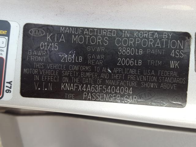 Photo 9 VIN: KNAFX4A63F5404094 - KIA FORTE LX 