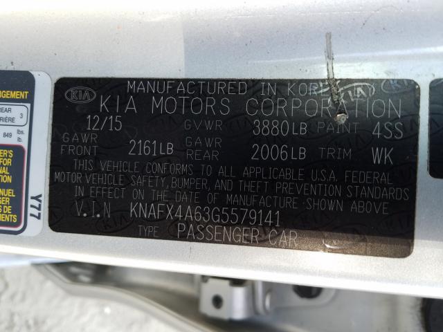 Photo 9 VIN: KNAFX4A63G5579141 - KIA FORTE LX 