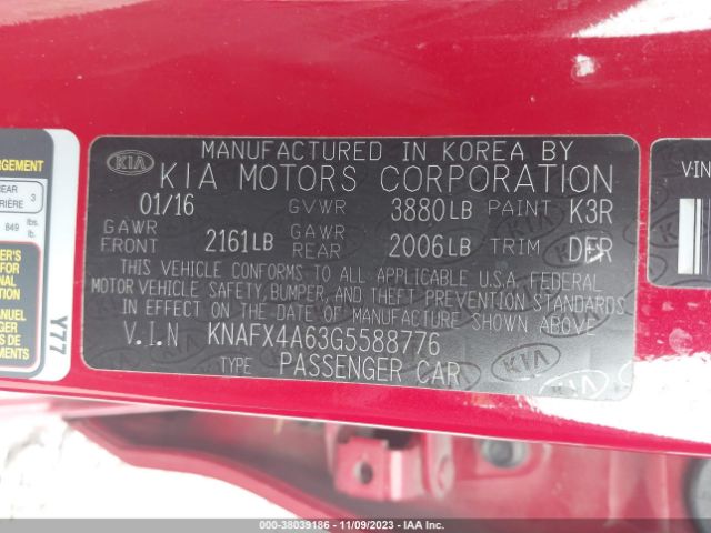 Photo 8 VIN: KNAFX4A63G5588776 - KIA FORTE 