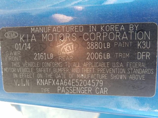 Photo 9 VIN: KNAFX4A64E5204579 - KIA FORTE LX 