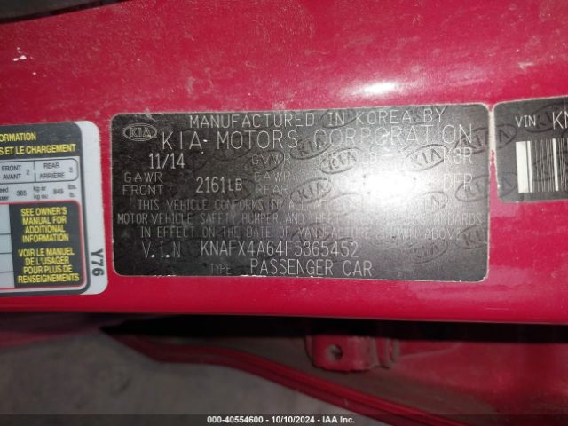 Photo 8 VIN: KNAFX4A64F5365452 - KIA FORTE 