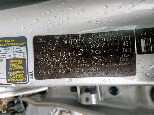 Photo 9 VIN: KNAFX4A64F5399214 - KIA FORTE LX 