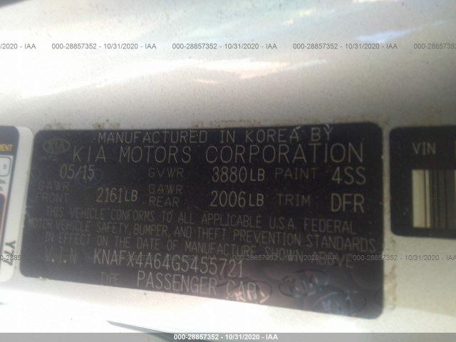 Photo 8 VIN: KNAFX4A64G5455721 - KIA FORTE 