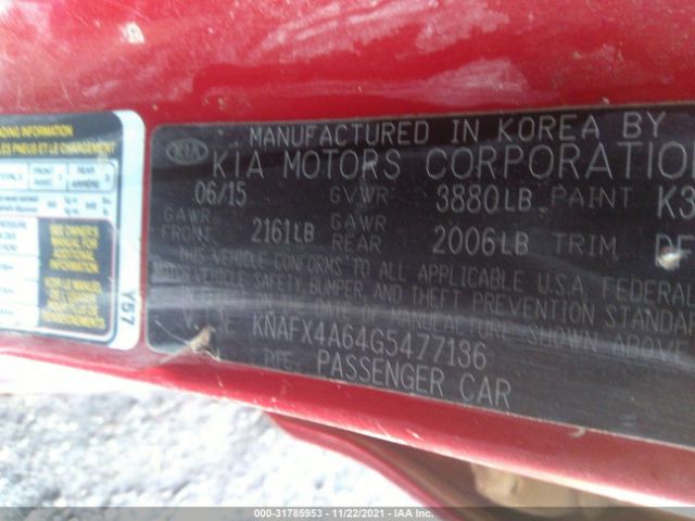 Photo 8 VIN: KNAFX4A64G5477136 - KIA FORTE 