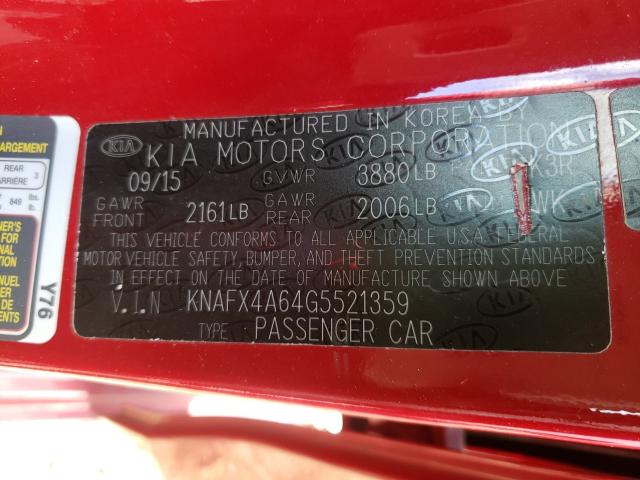 Photo 9 VIN: KNAFX4A64G5521359 - KIA FORTE LX 