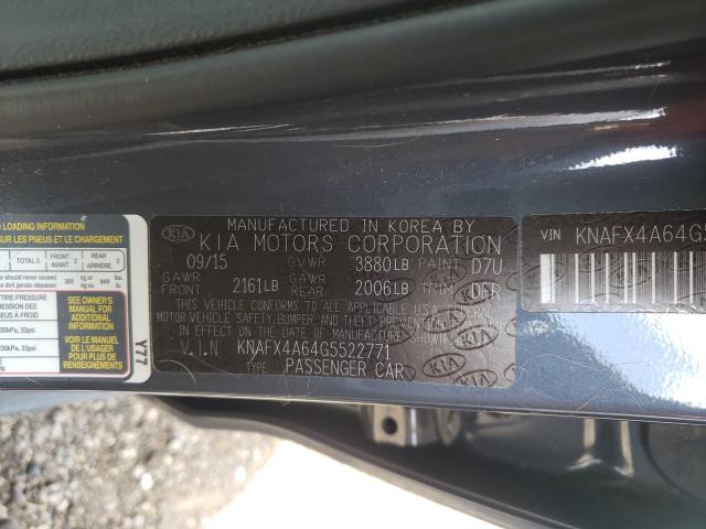 Photo 9 VIN: KNAFX4A64G5522771 - KIA FORTE LX 